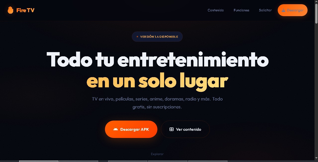 Fire TV App de contenido de entrenimiento.